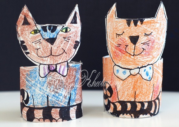 Cách làm những chú mèo con bằng những lõi giấy vệ sinh thật đơn giản.