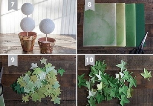 Cách làm chậu cây xanh bằng giấy 