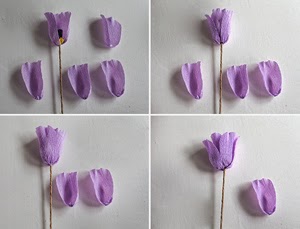 Cách trang trí nhà cửa đón năm mới bằng hoa tulip giấy nhún